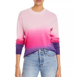 Aqua Cashmere Ombre Sweater Womens M Medium Pink Purple Crew Neck